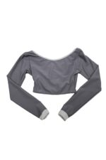 Gray lycra crossed dance top/heart-neck hat - Image 2