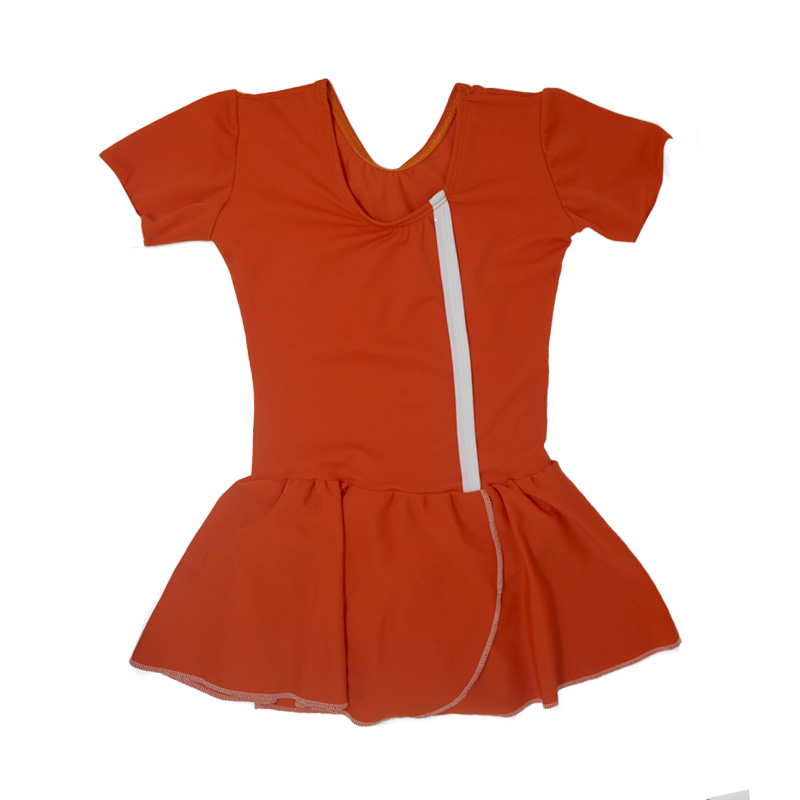 body arancione Body danza in lycra con gonnellino accavallato - immagine 1