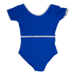 Blue half-sleeved dance bodysuit for girls
