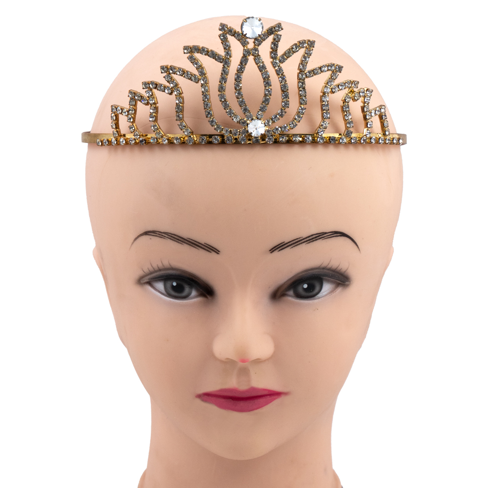 Golden tiara with rhinestones and zircons (1) Golden tiara with rhinestones and zircons - Image 1