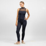 Tuta Accademica danza con pistagnina e scollo in microrete Terry