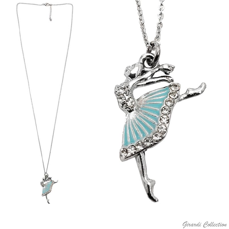 Collana Ballerina in Arabesque con strass azzurro Collana Ballerina in Arabesque con strass azzurro - immagine 1