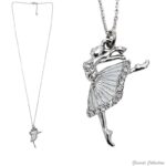Collana Ballerina in Arabesque con strass grigio perla
