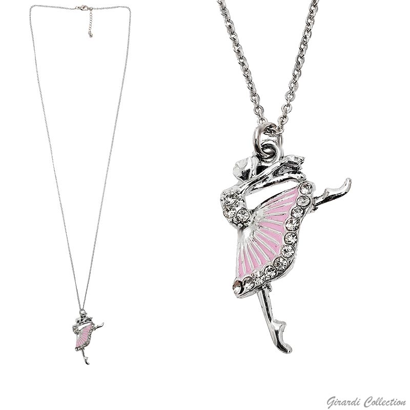 Collana Ballerina in Arabesque con strass rosa Collana Ballerina in Arabesque con strass rosa - immagine 1
